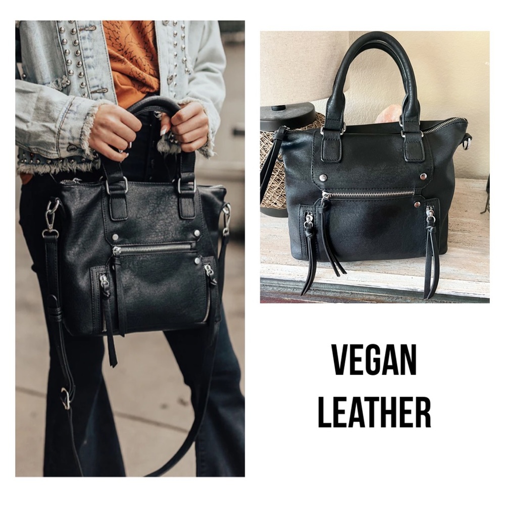 Antik Kraft Clover Satchel Black Vegan Leather Bag